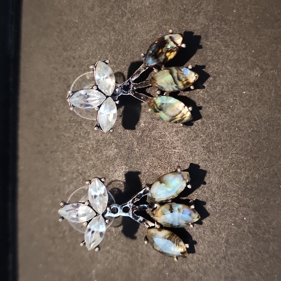 BaubleBar Jewelry - Baubelbar earrings - Clear crystal with abalone ear jacket